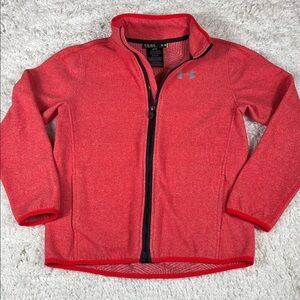 Under Armour Boys ColdGear Infrared Fleece Jacket, orange heathered color, Large
